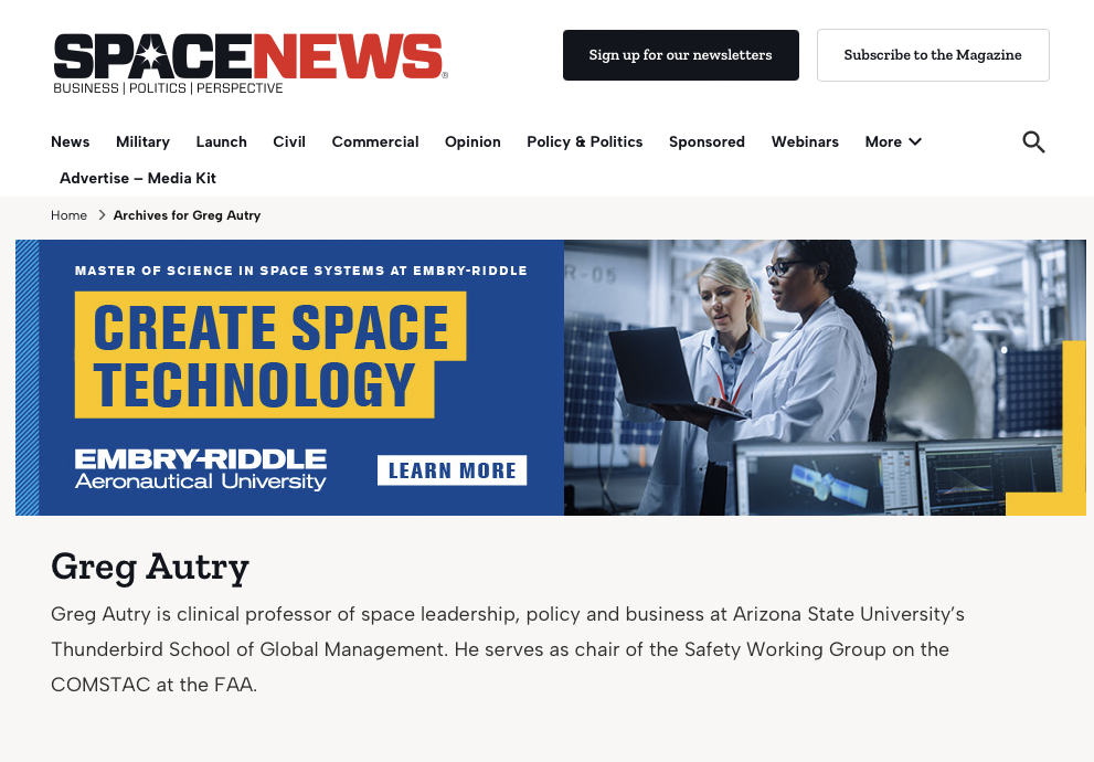 My Articles at Space News